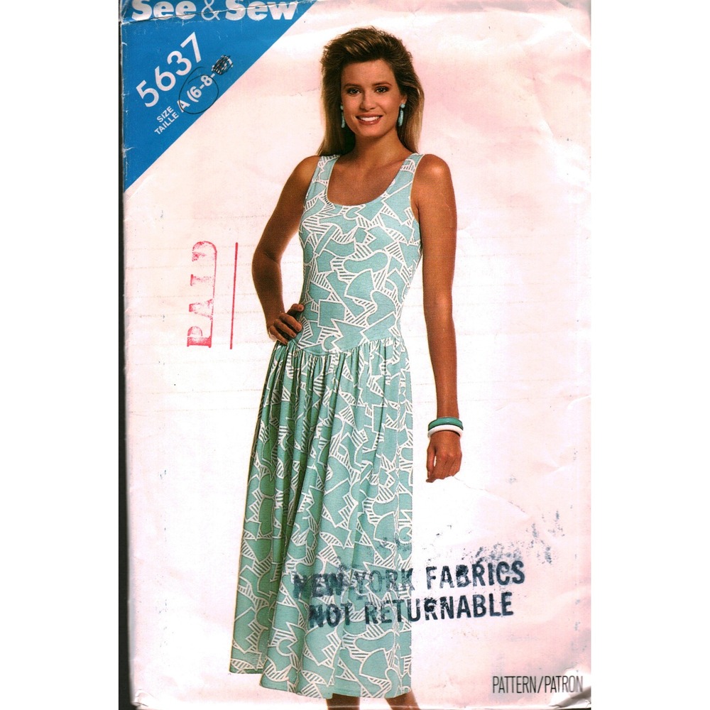 Vintage 1987 See & Sew 5637 Misses Dress Sewing Pattern Size 6 8 Retro DIY